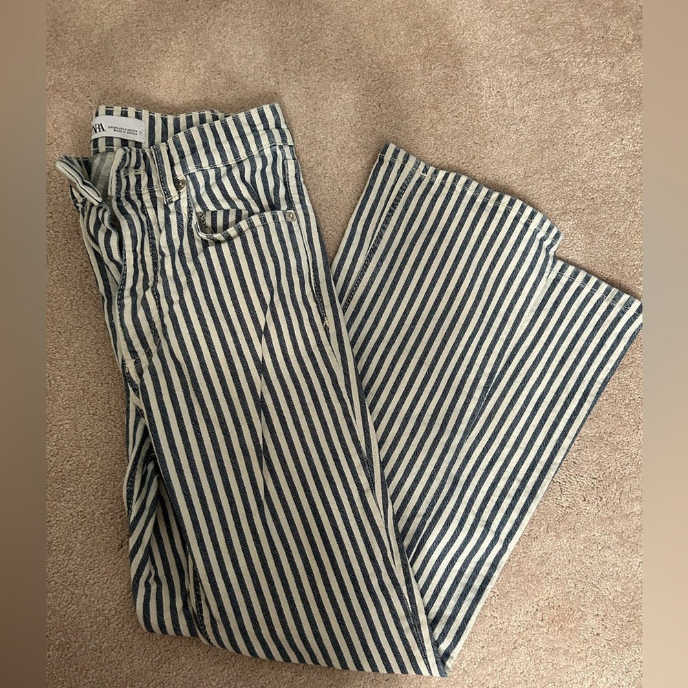 Zara Striped Denim Jeans Size 2